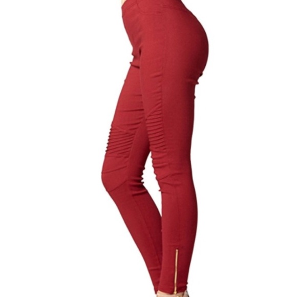🆕Burgundy Moto jeggings w/ side ankle zip - Picture 4 of 4